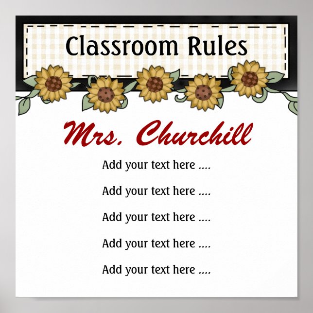 School Teacher's Classroom Rules LG. by SRF Poster (Front)
