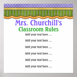 School Teacher's Classroom Rules LG. by SRF Poster