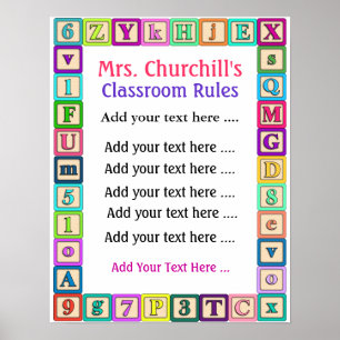 School Teacher's Classroom Rules - No Border- by Poster