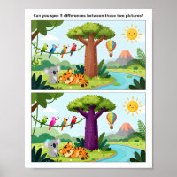 School Time Spot the Difference Poster – Education