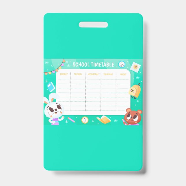 School timetable ID badge (Front)