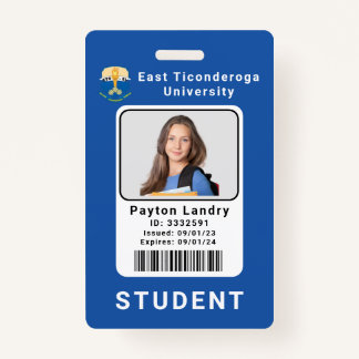 School University Student ID Badge Template Blue