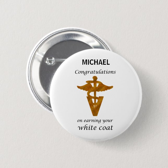 School Veterinary White Coat Ceremony 6 Cm Round Badge (Front & Back)