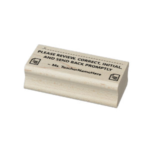 School Work Review and Educator Name Rubber Stamp