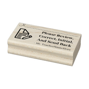School Work Review + Educator Name Rubber Stamp