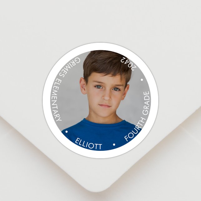 School Year Keepsake Photo Classic Round Sticker (Creator Uploaded)