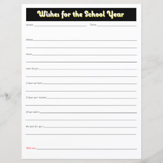 School Year Parents Wishes Print