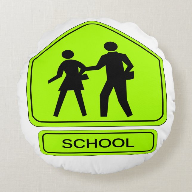 School Zone Round Cushion (Front)