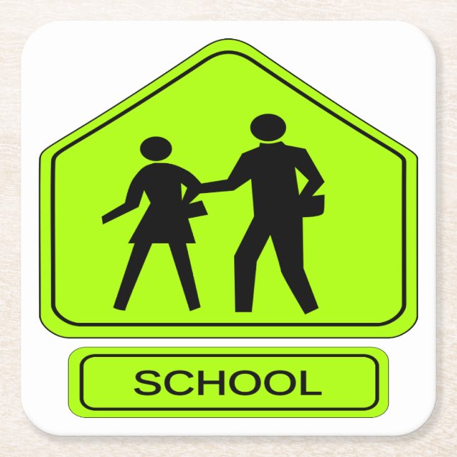 School Zone Square Paper Coaster (Front)