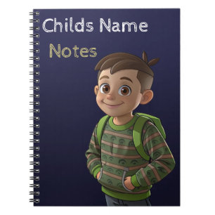 Schoolboy with backpack Notes Notebook