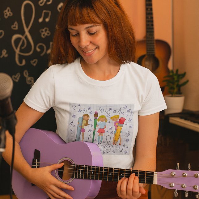 Schoolgirls with Oversized School Stationery  T-Shirt (Creator Uploaded)