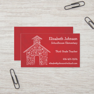 Schoolhouse Teachers Business Card RED