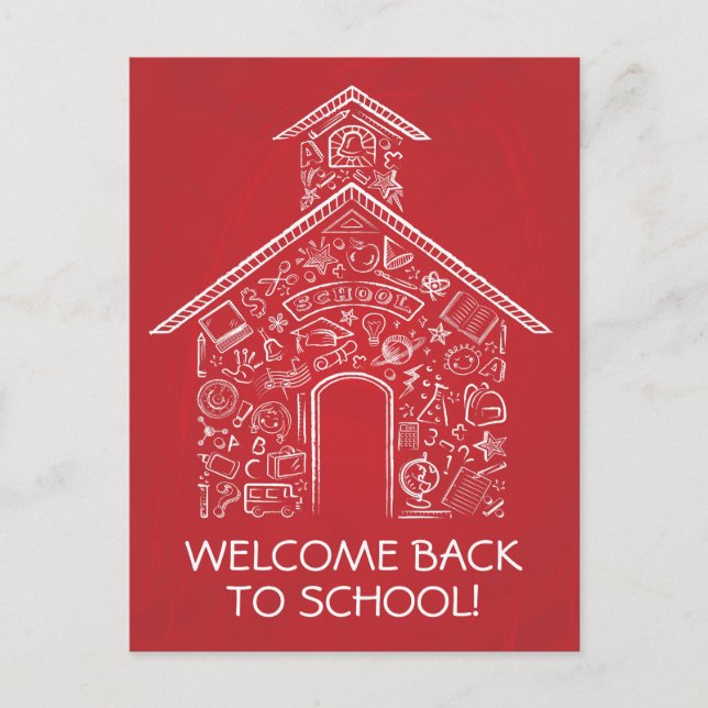 Schoolhouse Teachers Postcard - Red (Front)