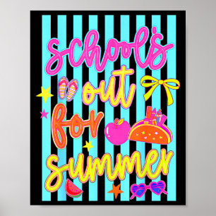 School's out for summer last day of school preppy poster
