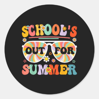 Schools Out For Summer Retro Last Day Of School Classic Round Sticker