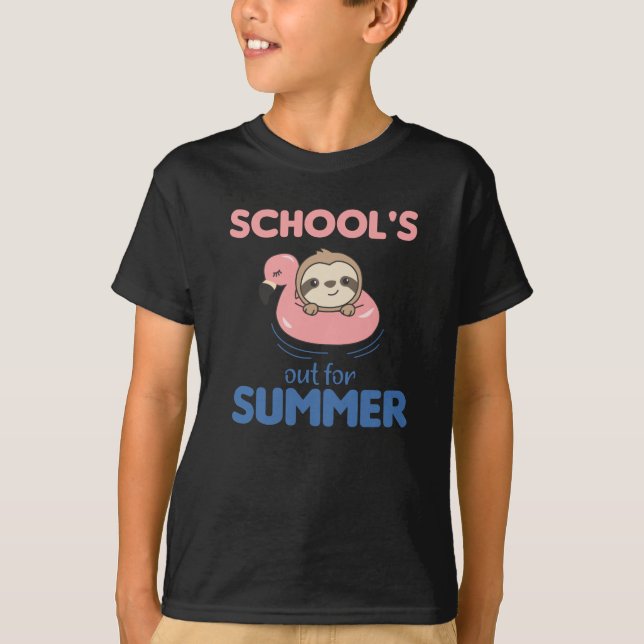 Schools Out For Summer Sloth Funny Animals T-Shirt (Front)