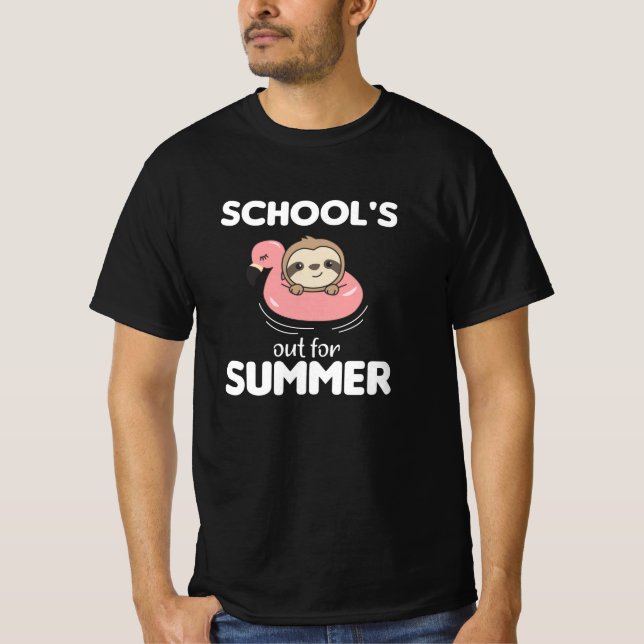 Schools Out For Summer Sloth Funny Animals T-Shirt (Front)