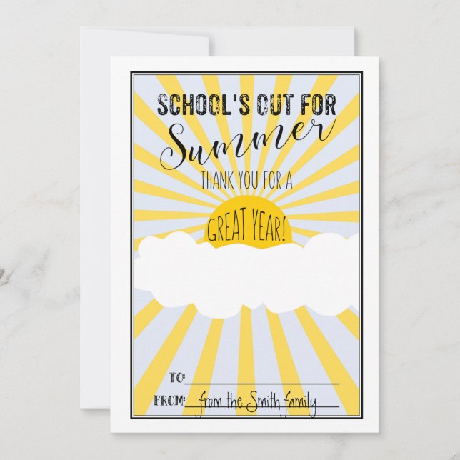 schools out for summer teacher gift CARD HOLDER (Front)