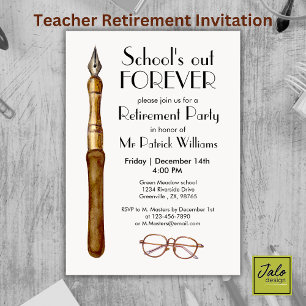School's Out Forever Vintage Teachers Retirement Invitation