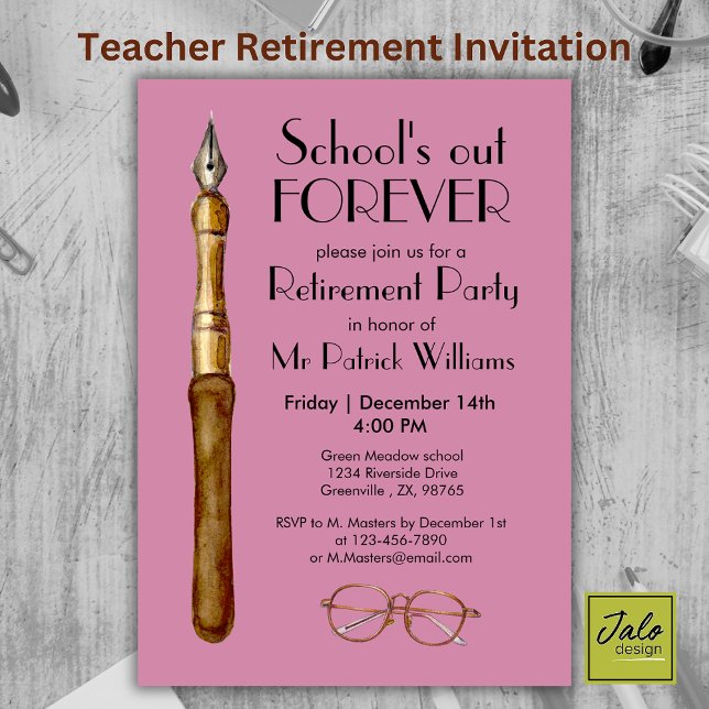 School's Out Forever Vintage Teachers Retirement  Invitation (Creator Uploaded)