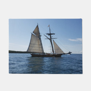 Schooner in Mackinac Island Harbour, Lake Huron, M Doormat