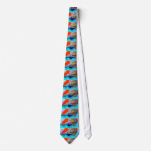 schooner sailing red and blue tie