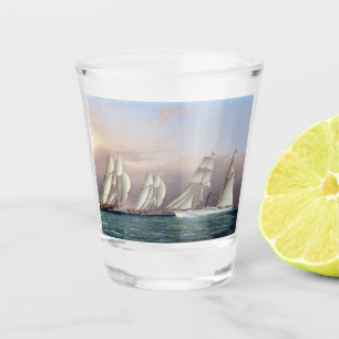 Schooners Dreadnought and Columbia 1870 Shot Glass