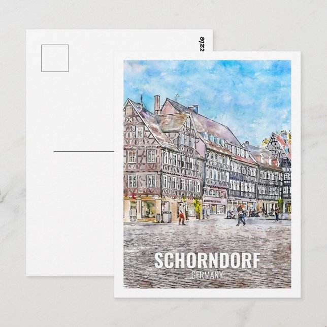 Schorndorf Germany Famous Travel Place Watercolor Postcard (Front/Back)