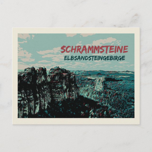 Schrammsteine, Elbe Sandstone Mountains Postcard (Front)