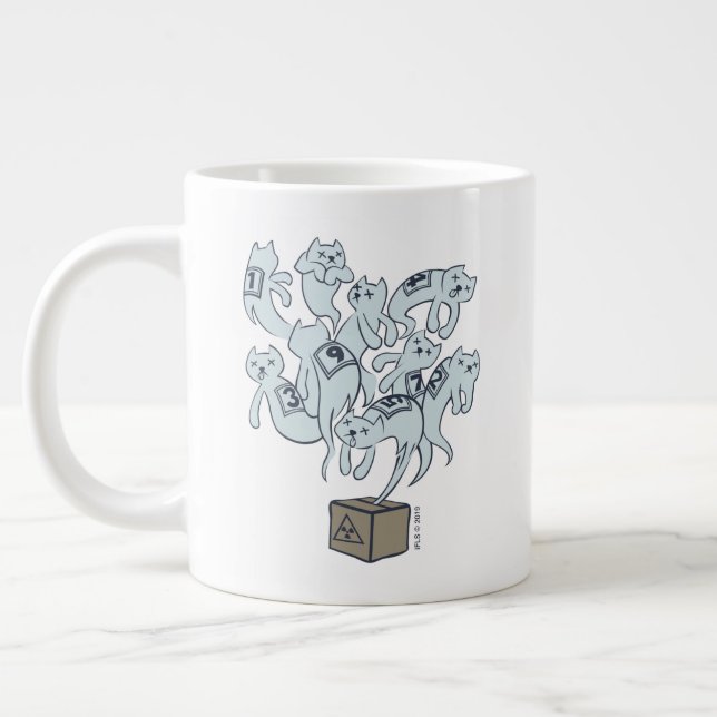 Schrödinger Cat 9 Lives Large Coffee Mug (Left)