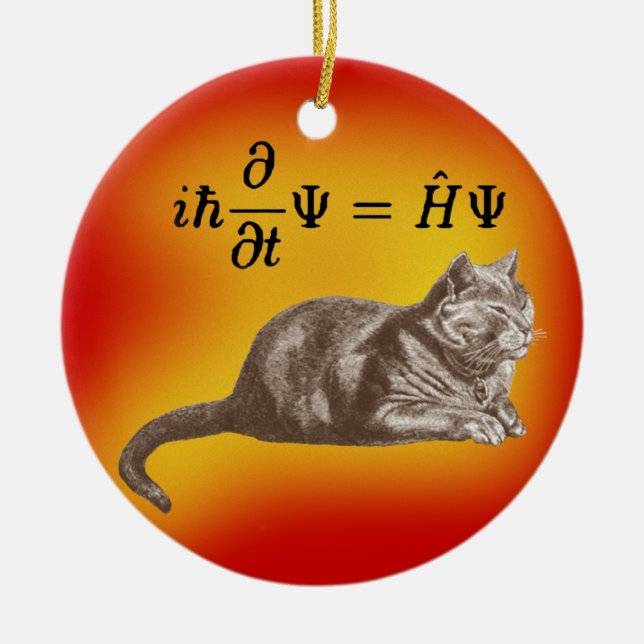 Schrodinger cat ceramic tree decoration (Front)