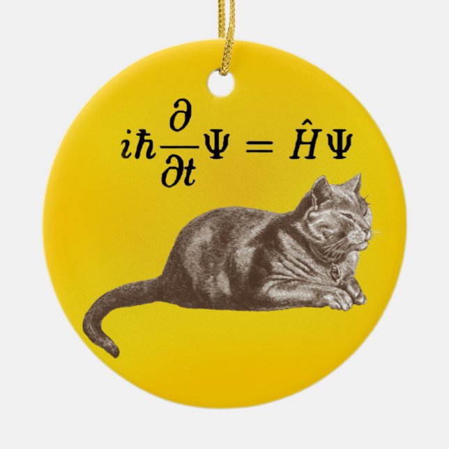 Schrodinger cat ceramic tree decoration (Front)