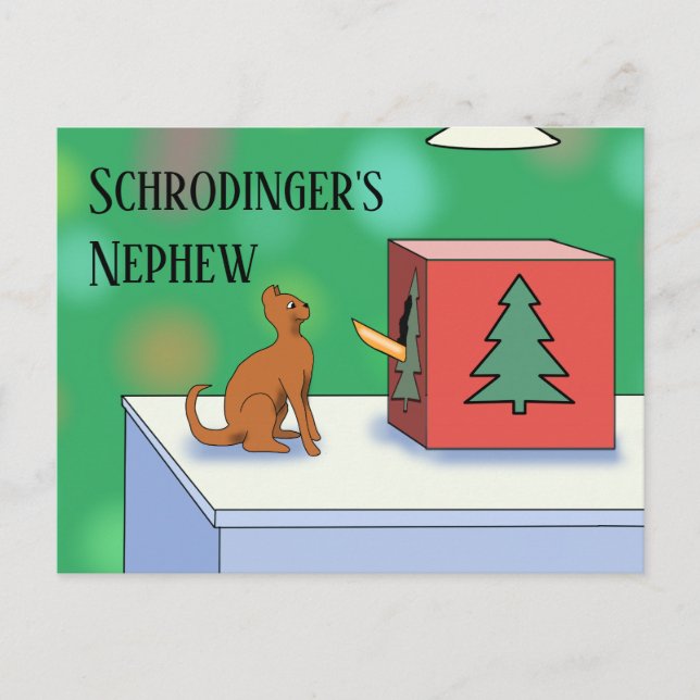 Schrodinger's Cat and Nephew Christmas Postcard (Front)