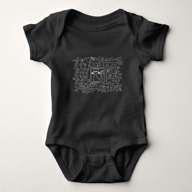 Schrodingers Cat Box Funny Science Nerd Physics Baby Bodysuit (Front)