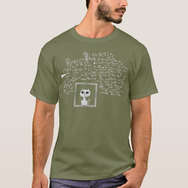 Schrodingers Cat in a Box Funny Science Nerd T-Shirt (Front)
