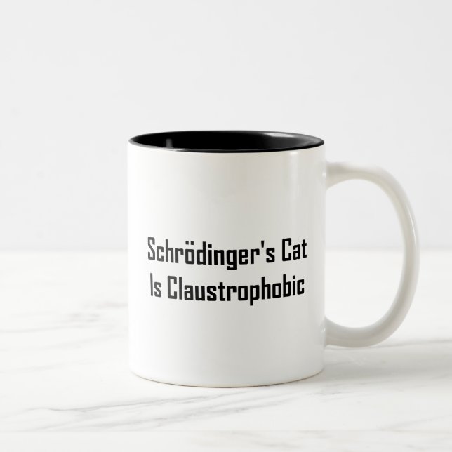 Schrodingers Cat Is Claustrophobic Two-Tone Coffee Mug (Right)