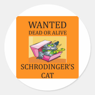 schrodinger's cat joke classic round sticker
