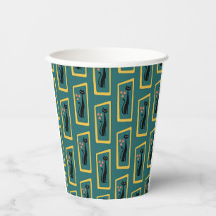 Schrödinger's Cat Mid Century Modern dark blue Paper Cups