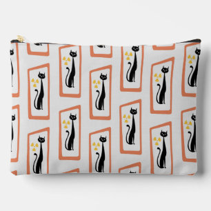 Schrödinger's Cat Mid Century Modern orange Accessory Pouch