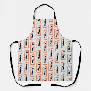 Schrödinger's Cat Mid Century Modern orange Apron