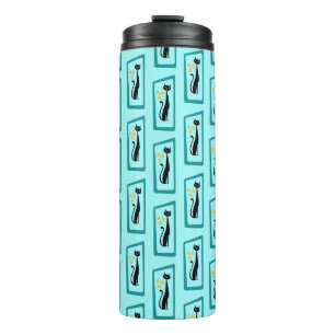 Schrödinger's Cat Mid Century Modern pale blue Thermal Tumbler
