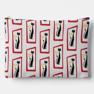 Schrödinger's Cat Mid Century Modern red Accessory Pouch