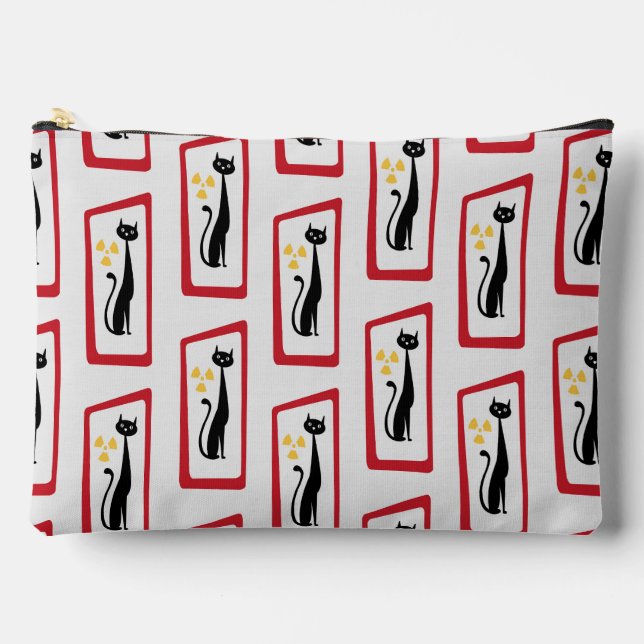 Schrödinger's Cat Mid Century Modern red Accessory Pouch (Front)