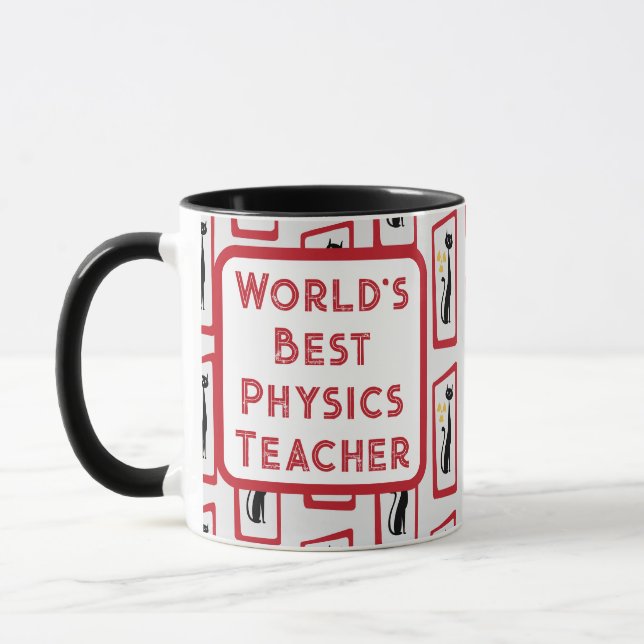 Schrödinger's Cat Mid Century Modern red Mug (Left)