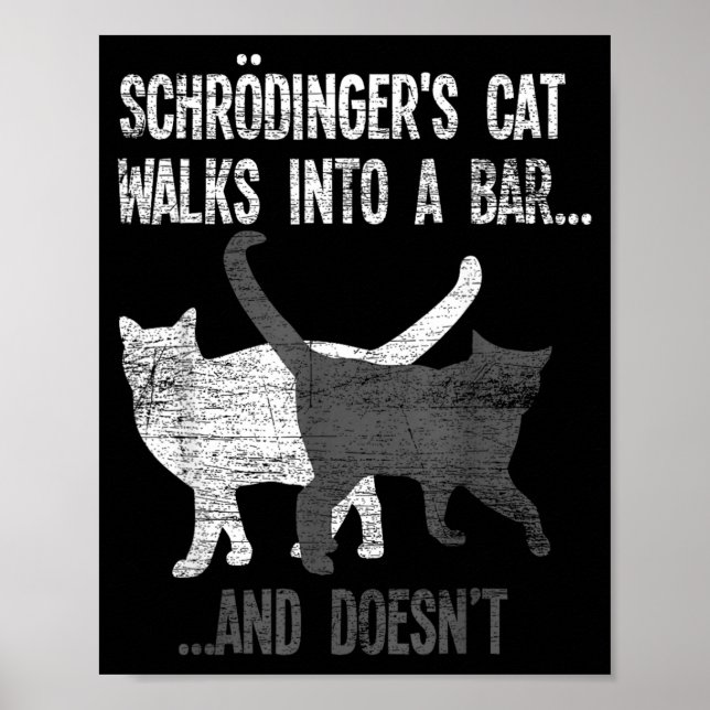 Schrodingers Cat Walks Into A Bar And Doesnt Poster (Front)