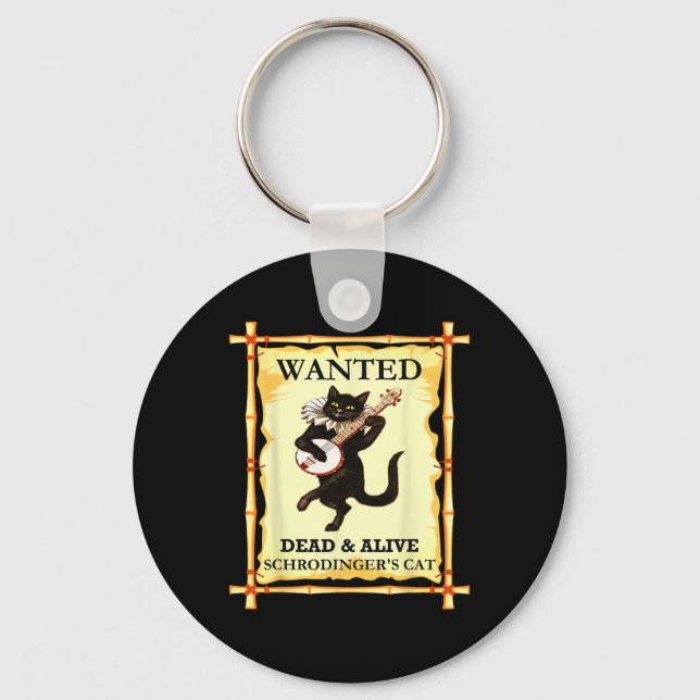Schrodinger's Physics Cat Quantum Physicist  Key Ring (Front)