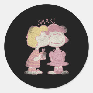 Schroeder & Lucy Valentine's Day Kiss Classic Round Sticker
