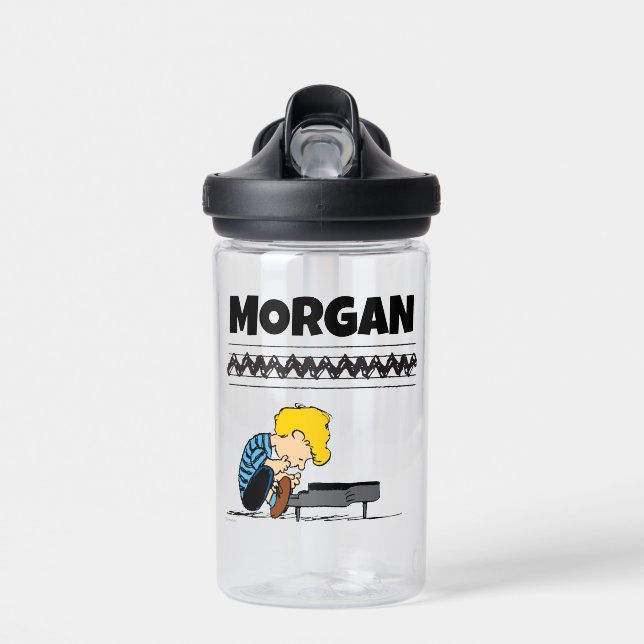 Schroeder Charlie Brown Music | Add Your Name Water Bottle (Front)