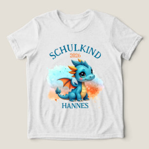 Schulkind 2026 Niedlicher Babydrache blau orange Tri-Blend Shirt