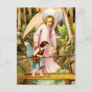 Schutzengel und Mädchen Postcard